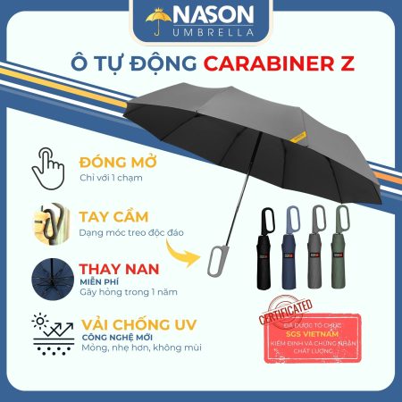 Ô móc treo tự động gấp 3 Carabiner Z Nason Umbrella