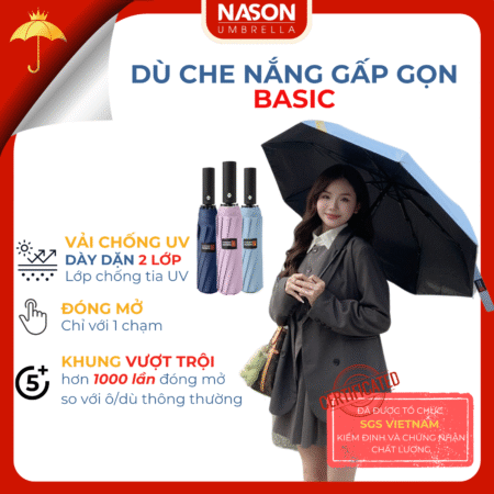 Ô dù tự động Basic Nason che nắng che mưa chống UV