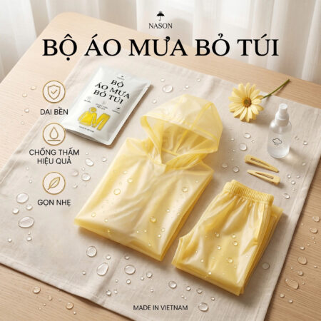 Áo mưa bộ bỏ túi siêu nhẹ Nason – áo mưa quần áo chống thấm, bền, gọn nhẹ, dễ mang theo